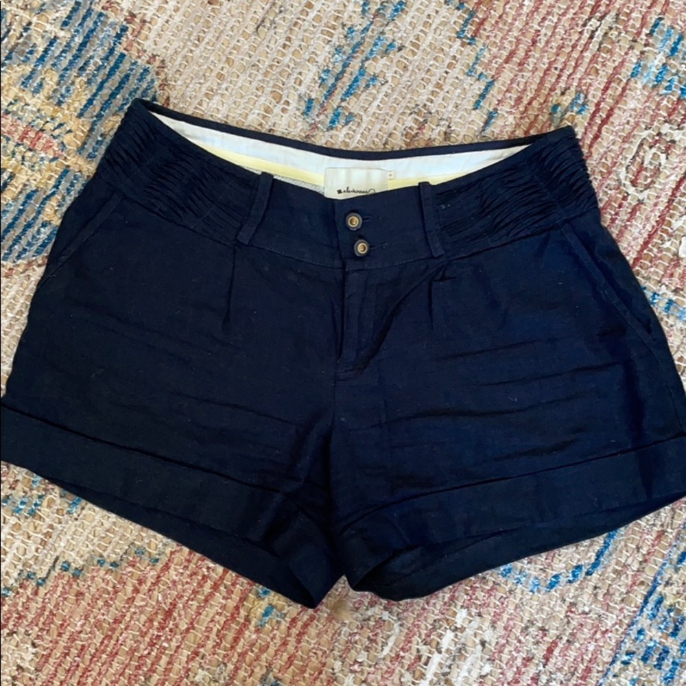 Anthro | Navy Linen Shorts